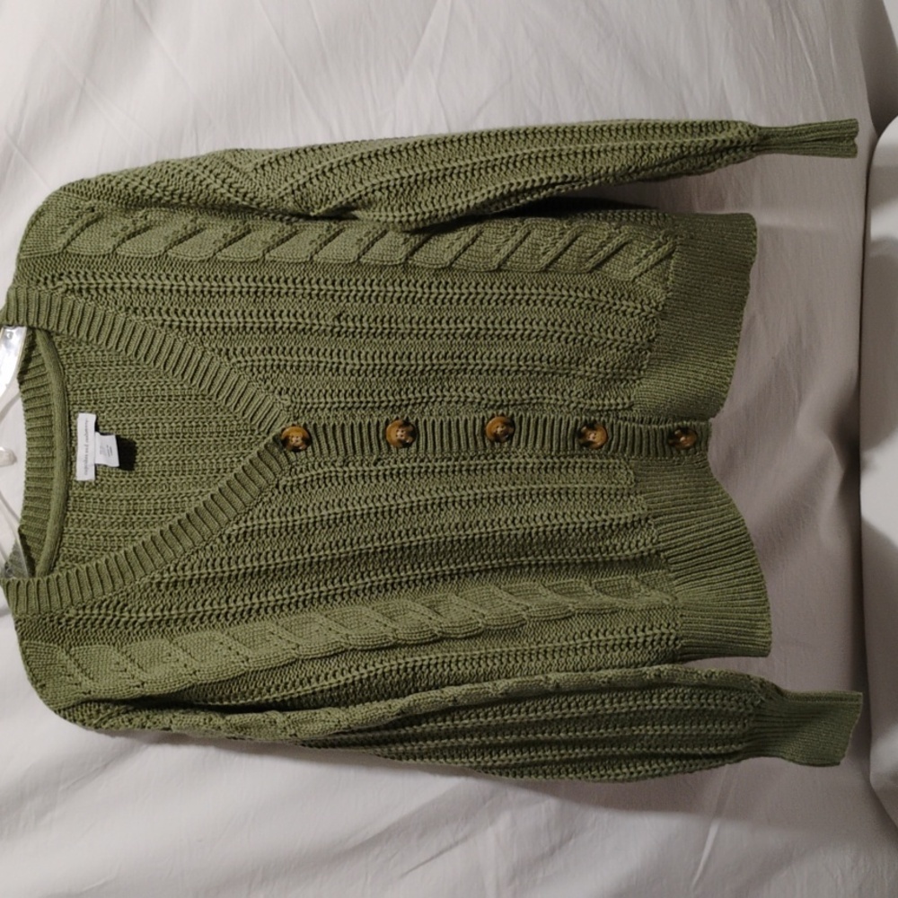 (D-5) NWOT Cupcakes & Cashmere Green Cardigan Sweater Sz.M